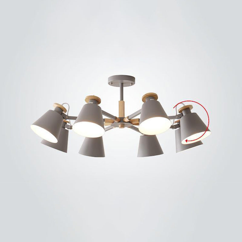 Estilo moderno de 8 luces colgantes lámparas de metal cónicos lámparas de metal cónico