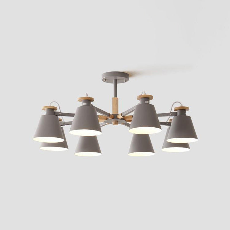 Estilo moderno de 8 luces colgantes lámparas de metal cónicos lámparas de metal cónico
