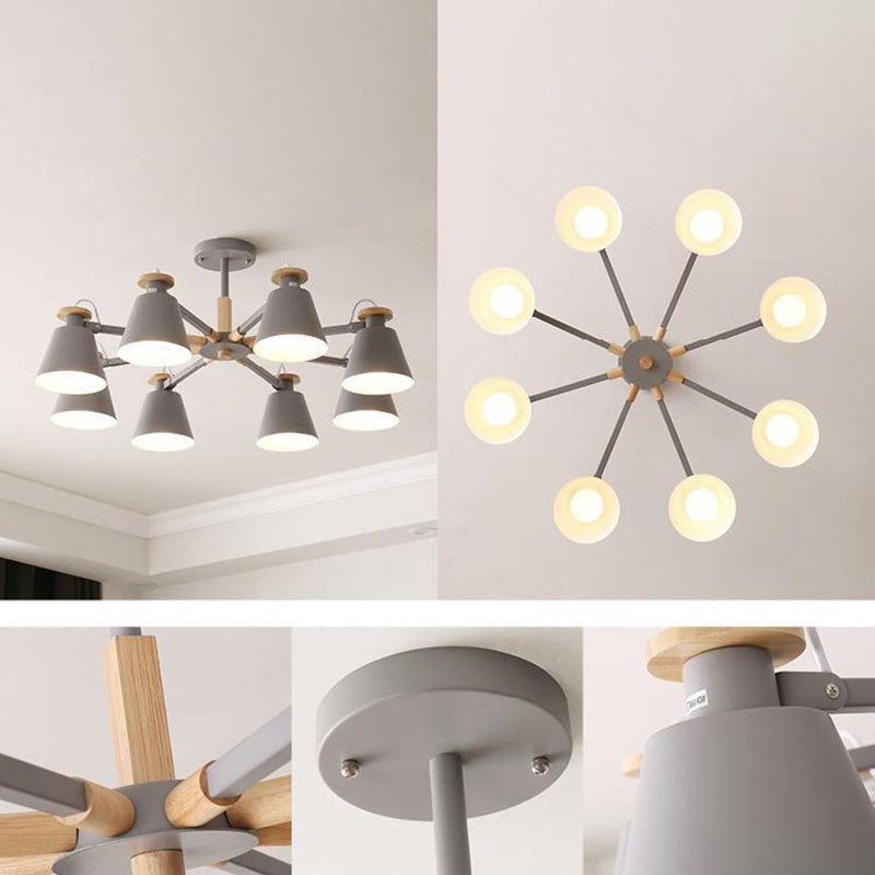 Estilo moderno de 8 luces colgantes lámparas de metal cónicos lámparas de metal cónico