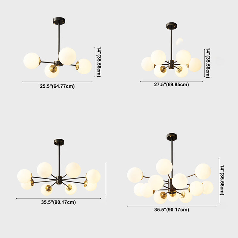 Lampada il lampadario in vetro di latte industriale Globe Multi Lights Lampadina Hanging Light