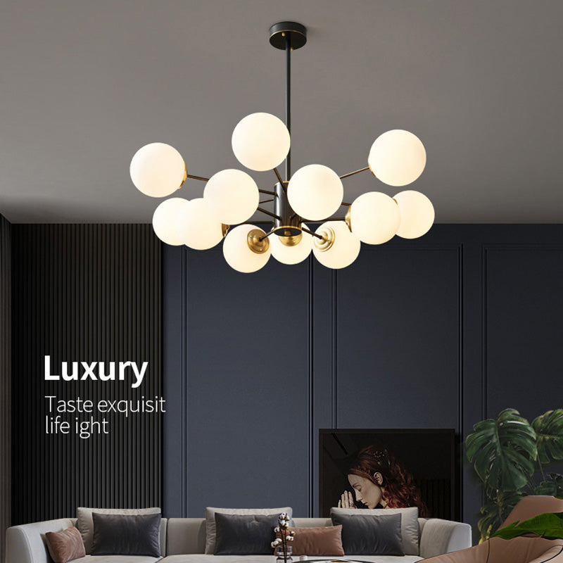 Lampada il lampadario in vetro di latte industriale Globe Multi Lights Lampadina Hanging Light