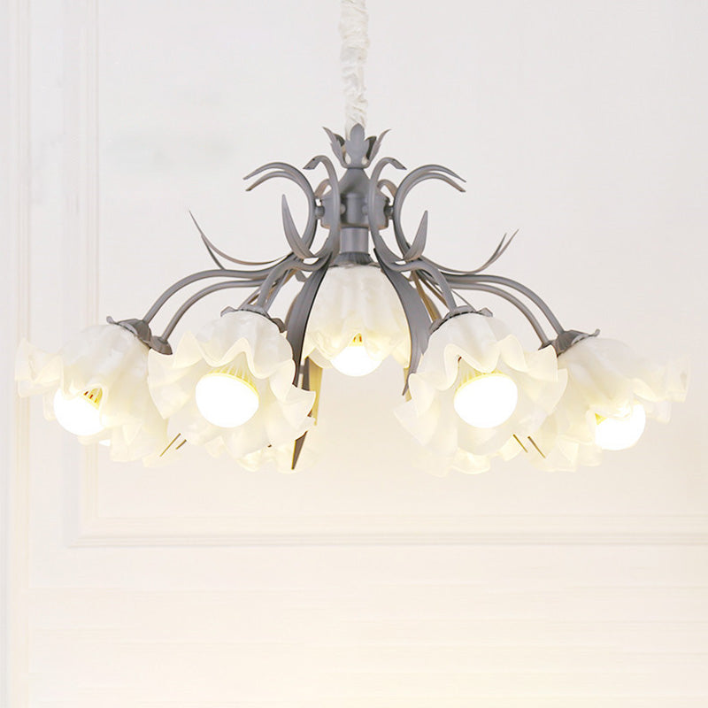 Lampadini a 9 luci in stile moderno Luci a sospensione Lights Flower Milk Glass Lighting