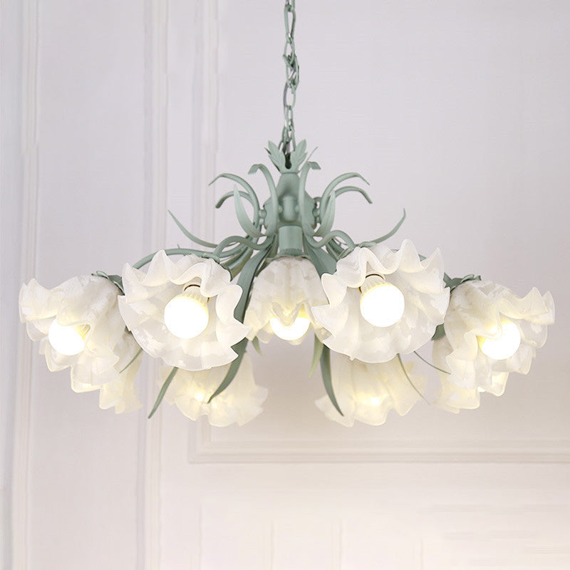 Lampadini a 9 luci in stile moderno Luci a sospensione Lights Flower Milk Glass Lighting