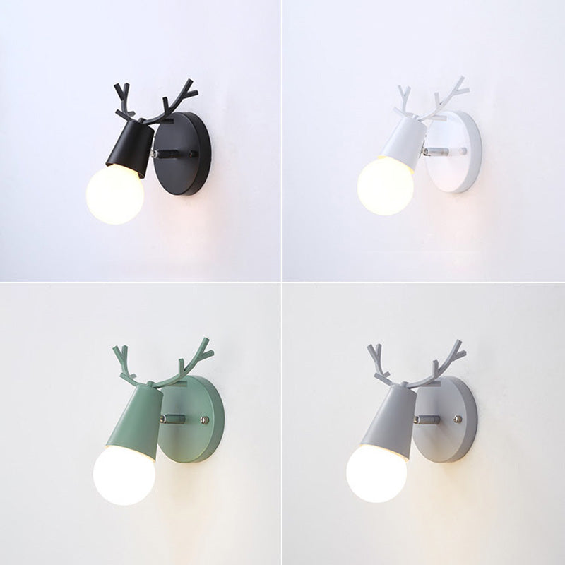 Estilo moderno Luz de lámpara de montaje de pared de 1 luces Lighting de pared de los ciervos de metal