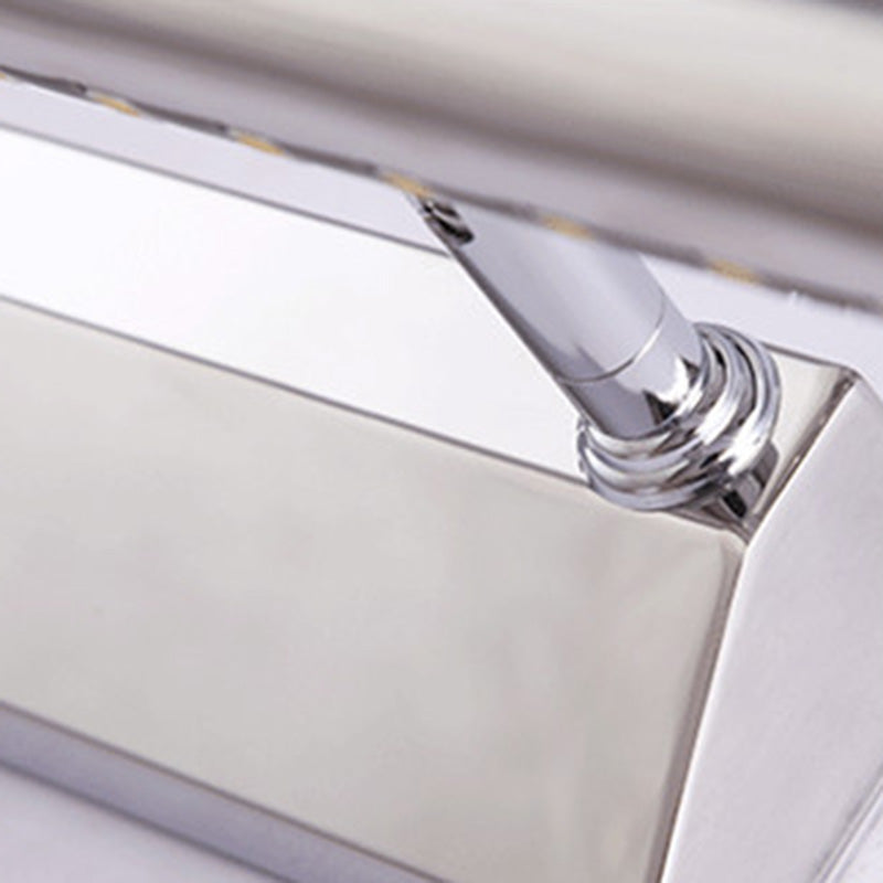 1-Light Linear Shade Wall Sconce Modern Simple Style Mirror Wall Lighting in Silver
