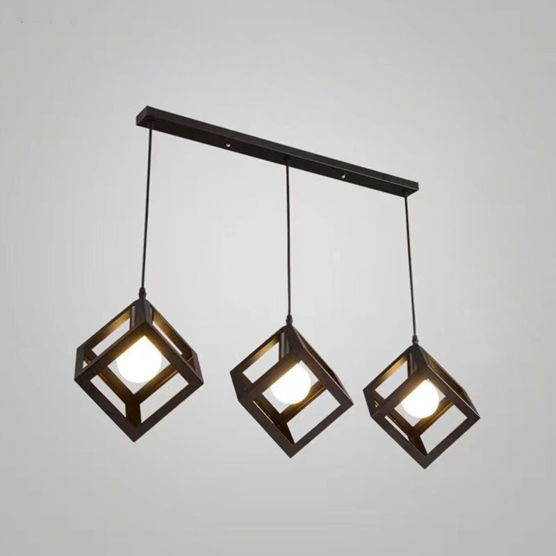 Cube Pendant Light Fixture Industrial Pendant Light Metal 1 Light Hanging Lights