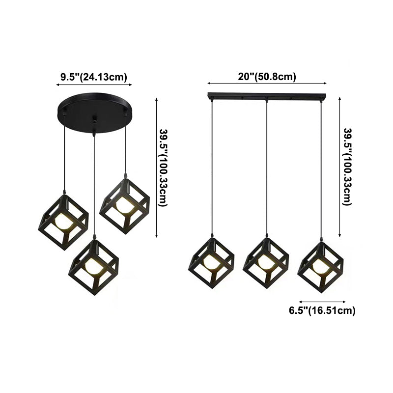 Cube Pendant Light Fixture Industrial Pendant Light Metal 1 Light Hanging Lights