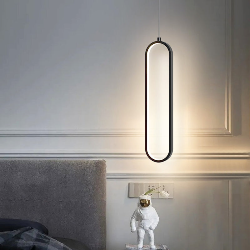 Illuminazione a sospensione lineare minimalista, tonalità rettangolare appesa la luce per camera da letto