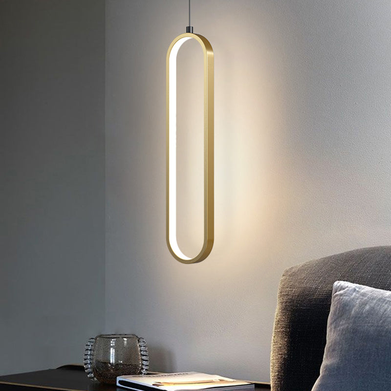 Illuminazione a sospensione lineare minimalista, tonalità rettangolare appesa la luce per camera da letto