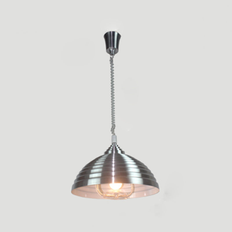 1-Licht-Hanglampe, moderne, gerippte Kuppelschatten-Metall-Anhänger Licht für Wohnzimmer