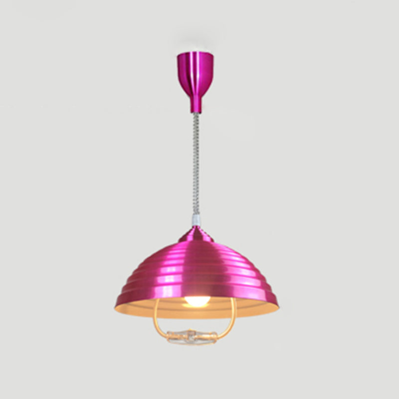 1-Licht-Hanglampe, moderne, gerippte Kuppelschatten-Metall-Anhänger Licht für Wohnzimmer
