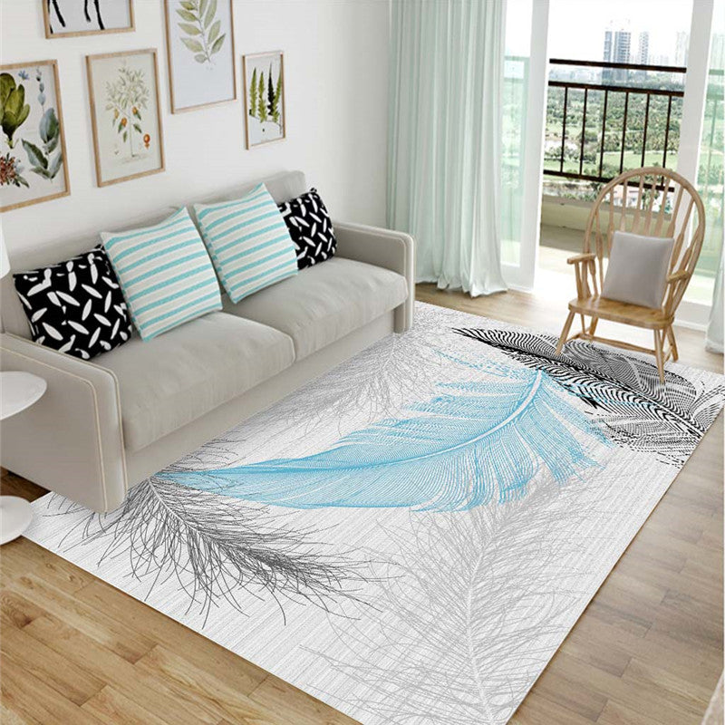 Light Color Feather Area Rug Polyester Carpet Modern Non-Slip Backing Indoor Rug for Home Decor