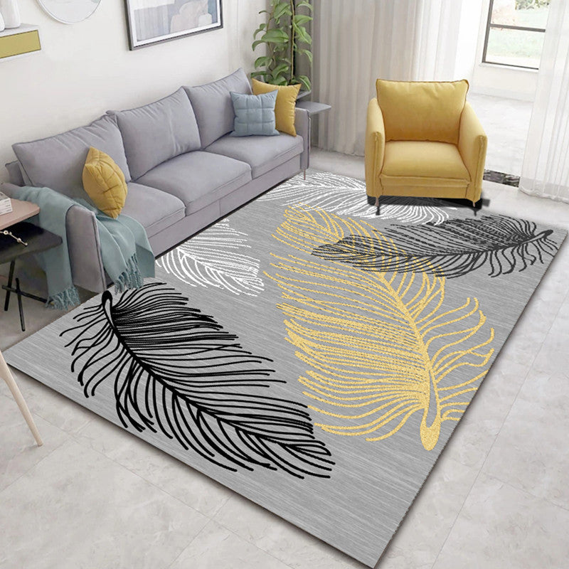Light Color Feather Area Rug Polyester Carpet Modern Non-Slip Backing Indoor Rug for Home Decor
