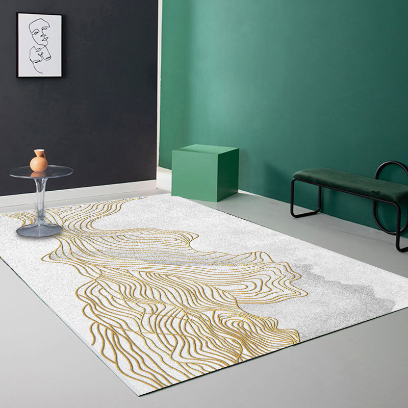 White Tone Nordic Area Carpet Polyester Color Blooming Rug Non-Slip Backing Carpet for Home Decor