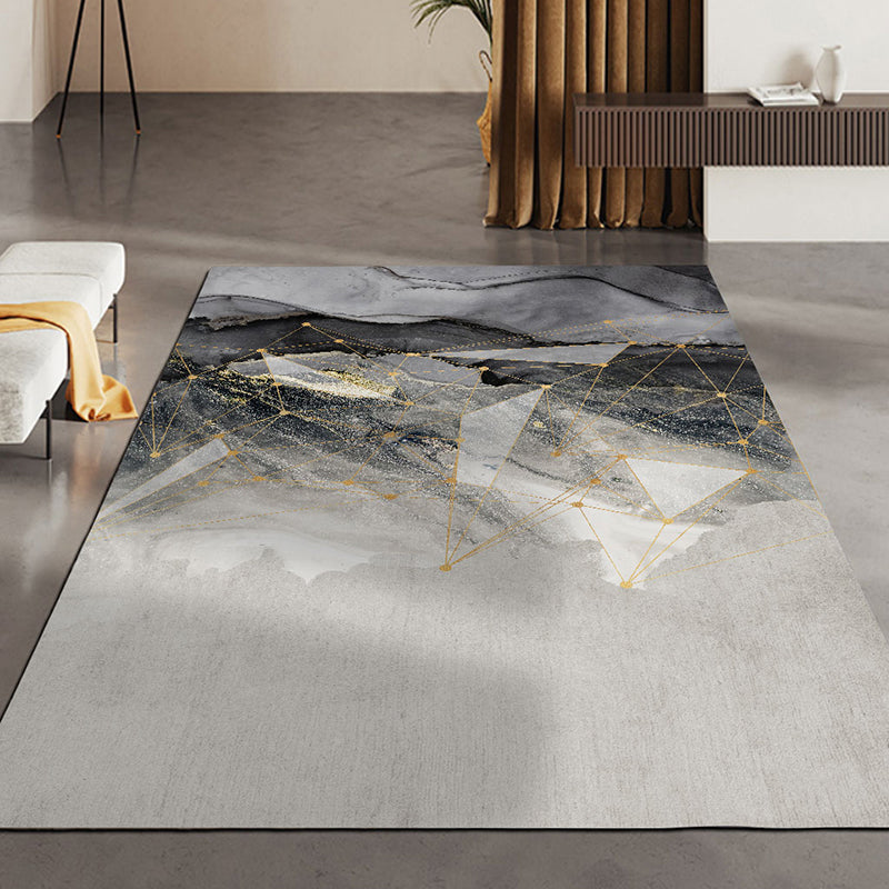 White Tone Nordic Area Carpet Polyester Color Blooming Rug Non-Slip Backing Carpet for Home Decor