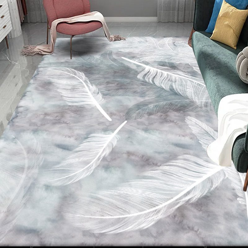 Solid Color Home Decoration Carpet Simplicity Feather Area Rug Polyester with Non-Slip Backing Rug