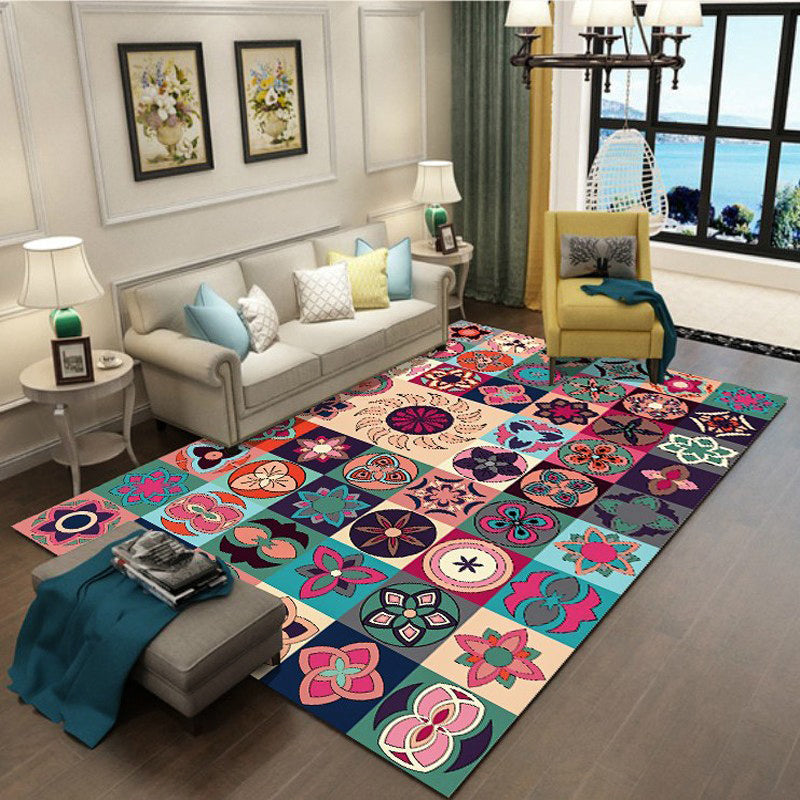Tapis de carreaux florentins coloré le tapis de support marocain distinctif