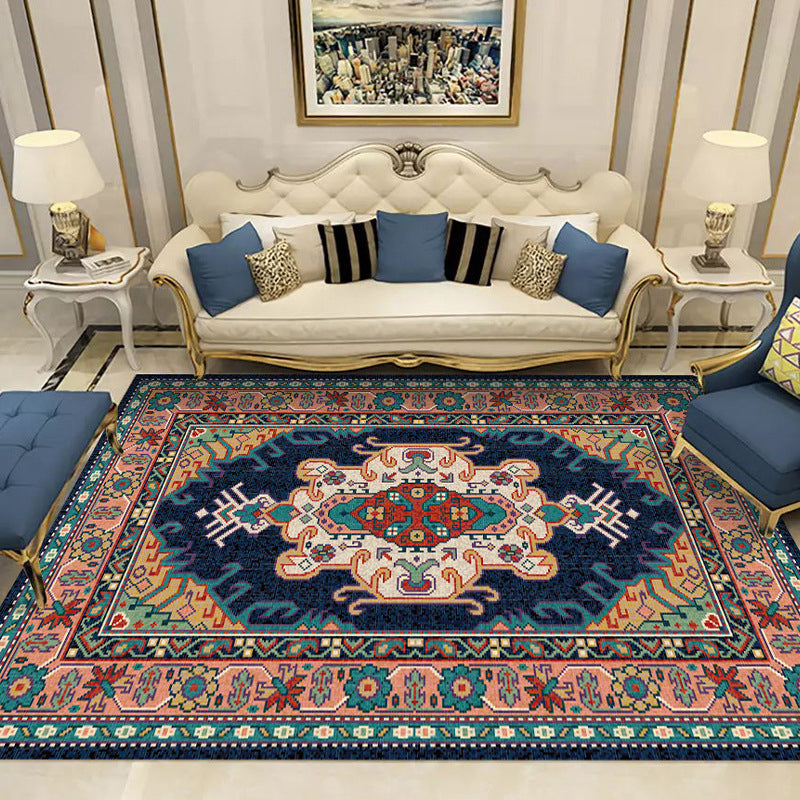 Tapis intérieur à motif vintage tapis lavable en polyester en polyester marocain distinctif pour le salon