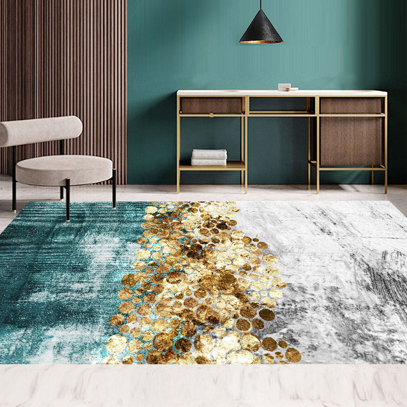 Multicolor Casual Rug Polyester Carpet Ink Blooming Indoor Rug Anti-Slip Backing for Living Room