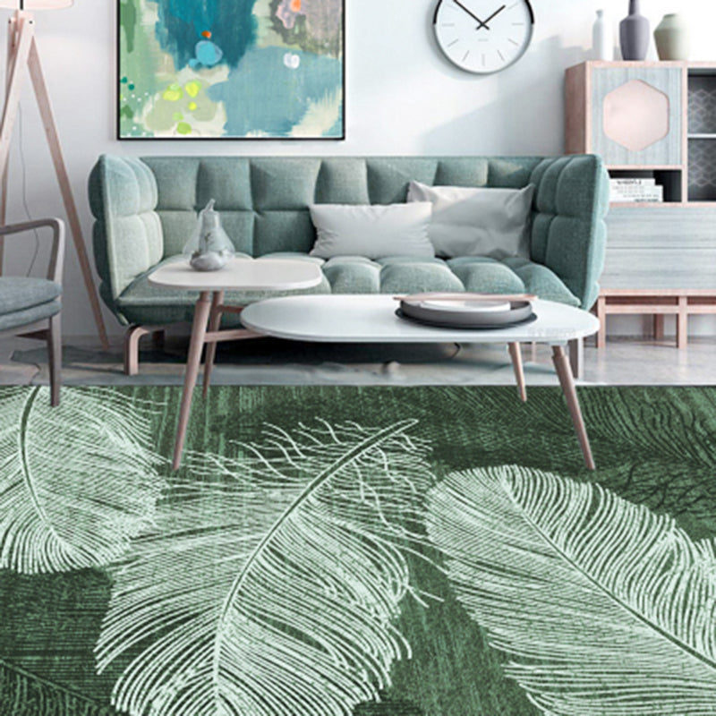 Solid Color Modern Indoor Rug Polyester Feather Print Carpet Non-Slip Backing Rug for Home Decor