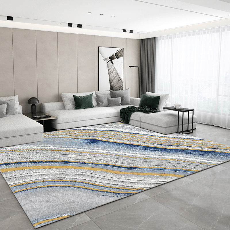 Minimalist Color Rendering Rug White Tone Polyester Area Carpet Stain Resistant Rug for Living Room