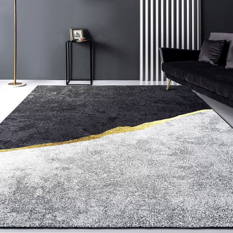 Minimalist Abstract Printed Rug Gray Tone Polyester Area Carpet Non-Slip Backing Rug for Bedroom