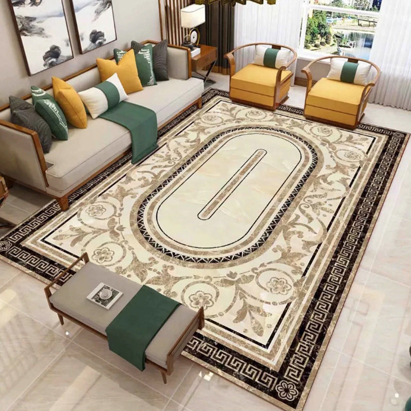 Classic European Style Rug Marble Print Indoor Carpet Polyester Washable Carpet for Home Decoration
