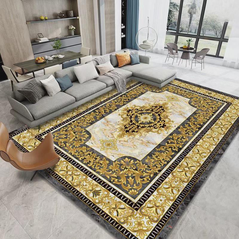 Modern European Style Rug Colorful Glam Floral Print Carpet Anti-Slip Backing Rug for Home Decor