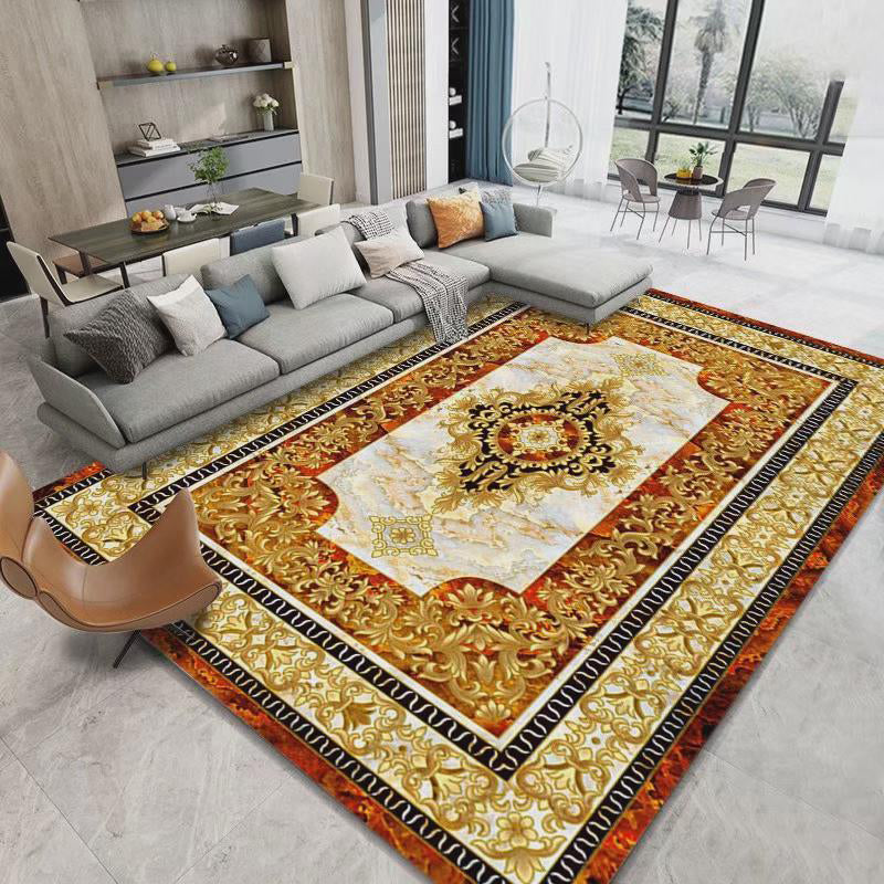 Modern European Style Rug Colorful Glam Floral Print Carpet Anti-Slip Backing Rug for Home Decor