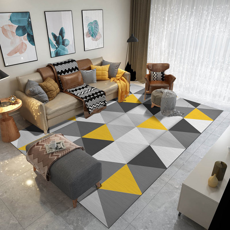 Multicolor Minimalist Indoor Rug Polyester Geometric Print Carpet Easy Care Rug for Home Decoration