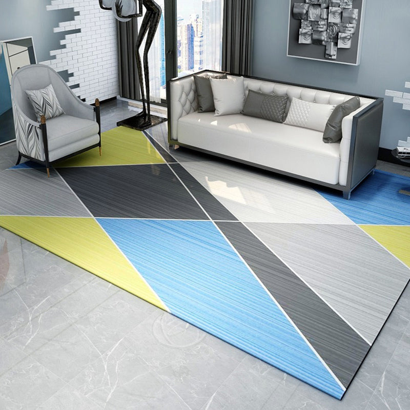 Multicolor Minimalist Indoor Rug Polyester Geometric Print Carpet Easy Care Rug for Home Decoration