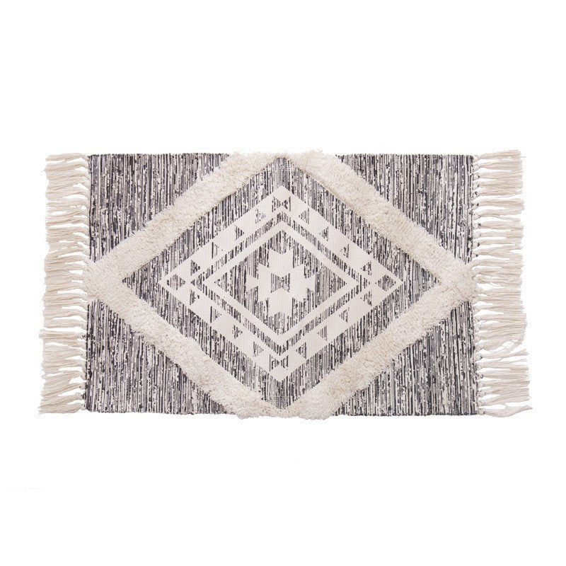 Simplicité Tapis de mélange de coton Boho-Chic Tapon avec tapis de zone lavable à la frange pour décoration intérieure