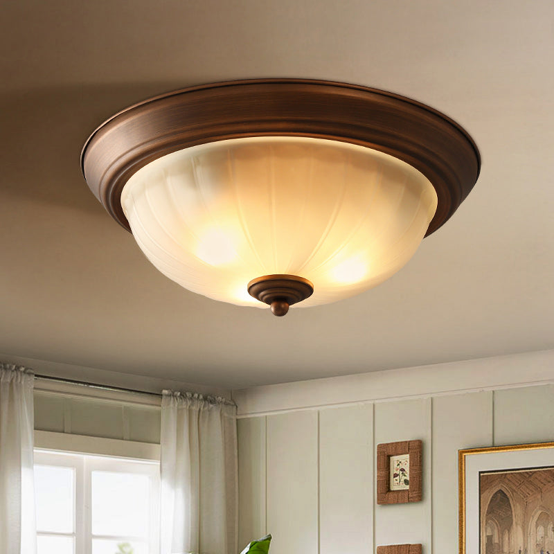 Plafonnier encastré avec abat-jour en verre, plafonnier d'intérieur en forme de bol de Style campagnard américain