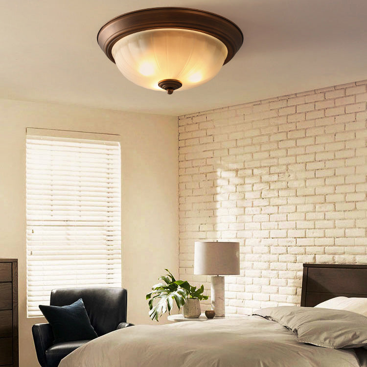 Plafonnier encastré avec abat-jour en verre, plafonnier d'intérieur en forme de bol de Style campagnard américain