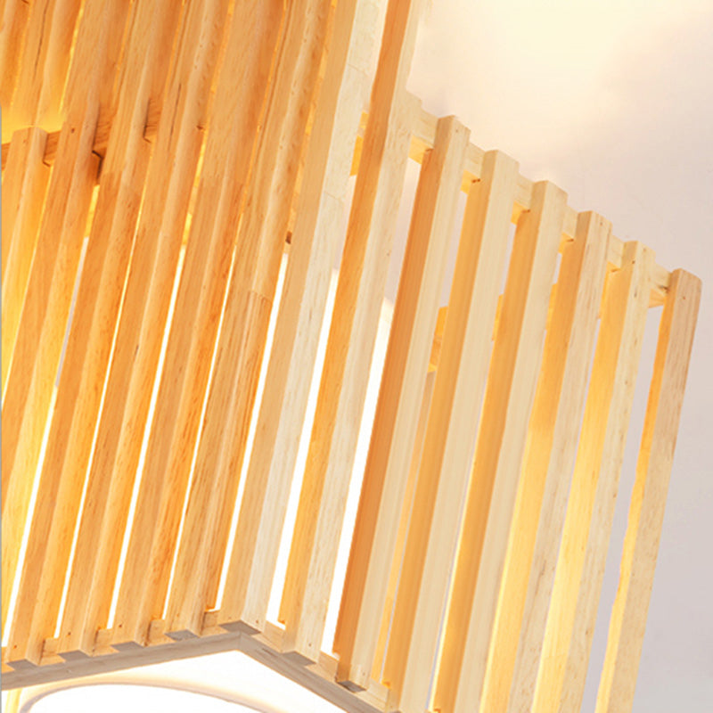 Luz de techo de madera rectángulo Luz de techo de montaje de montaje de led de estilo asiático