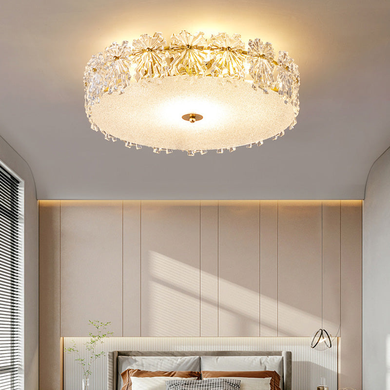 Contemporary Transparent Crystal Semi Flush Mount Ceiling Lighting Fixture for Dining Room