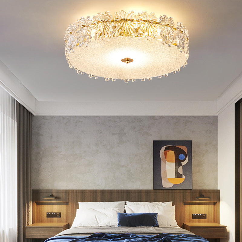 Contemporary Transparent Crystal Semi Flush Mount Ceiling Lighting Fixture for Dining Room