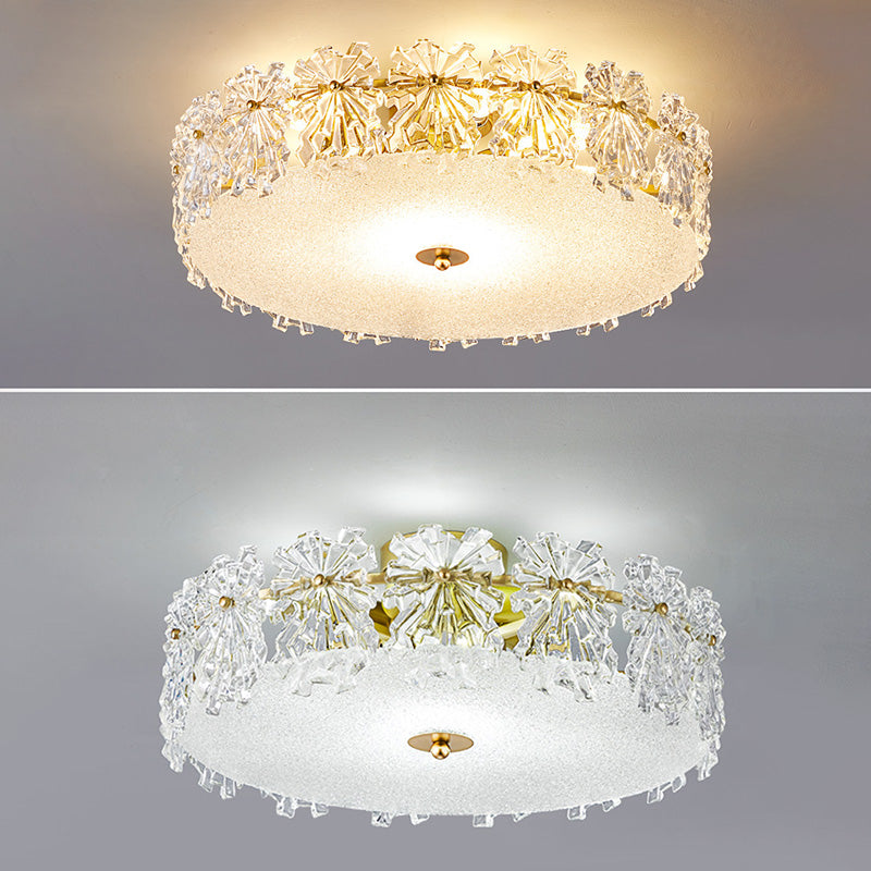 Contemporary Transparent Crystal Semi Flush Mount Ceiling Lighting Fixture for Dining Room