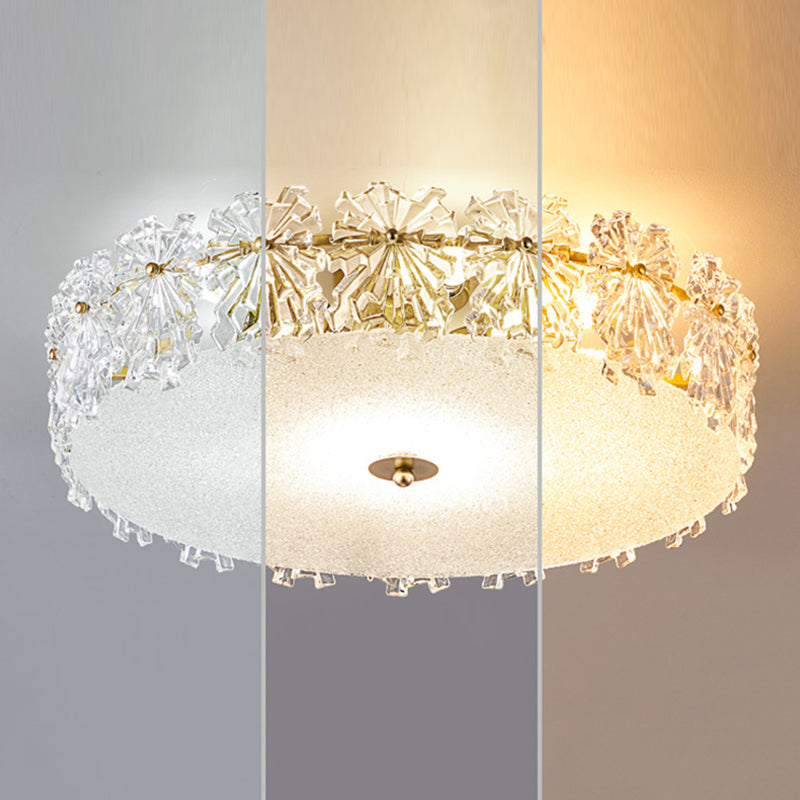 Contemporary Transparent Crystal Semi Flush Mount Ceiling Lighting Fixture for Dining Room