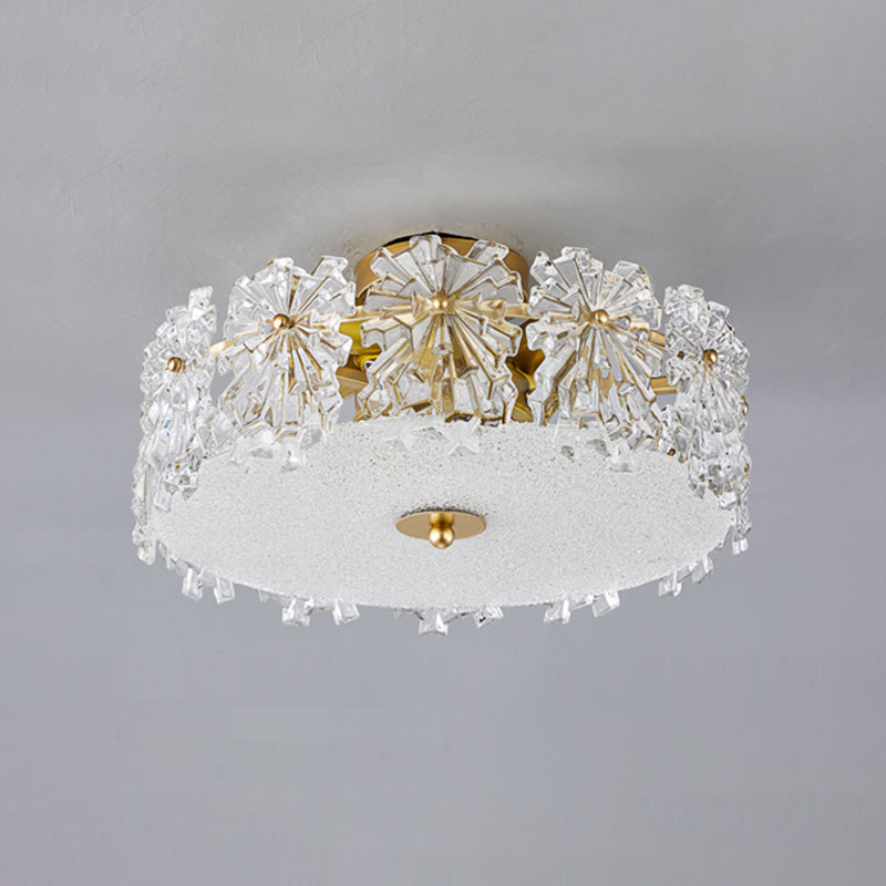 Contemporary Transparent Crystal Semi Flush Mount Ceiling Lighting Fixture for Dining Room