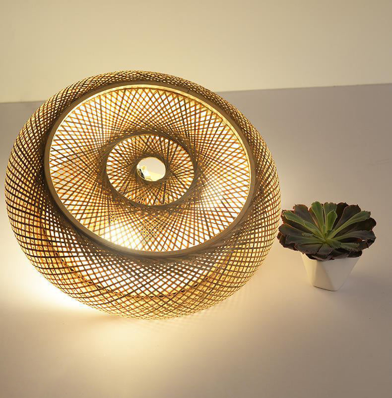 Soporte de techo de ratán de estilo de Asia de montaje de tambor curvo en madera natural