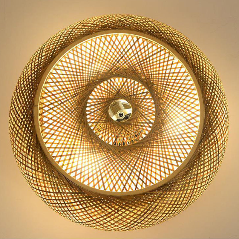 Soporte de techo de ratán de estilo de Asia de montaje de tambor curvo en madera natural