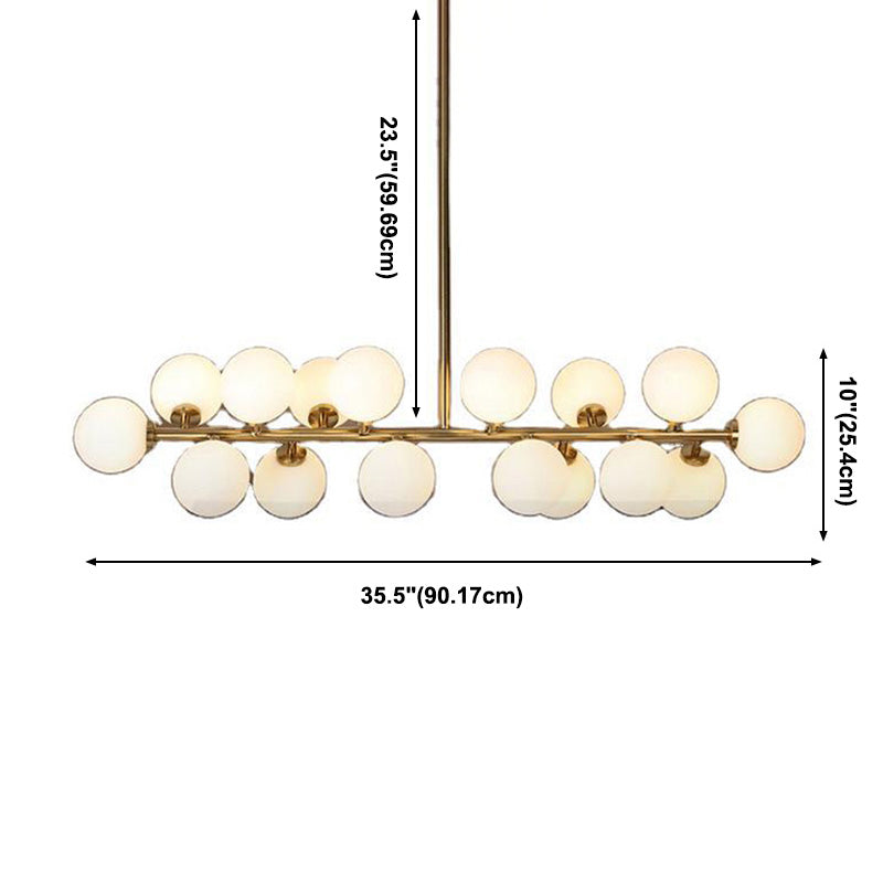Luce a soffitto sferico dell'isola contemporanea in vetro oro isola a sospensione Luce