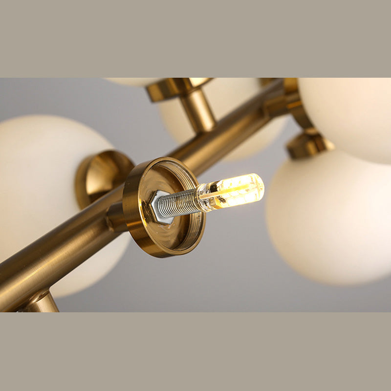 Luce a soffitto sferico dell'isola contemporanea in vetro oro isola a sospensione Luce