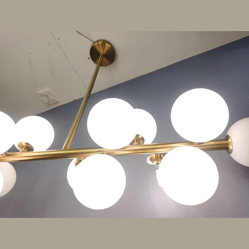 Luce a soffitto sferico dell'isola contemporanea in vetro oro isola a sospensione Luce