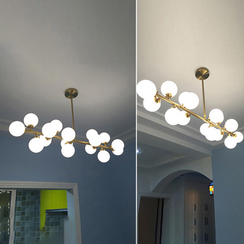 Luce a soffitto sferico dell'isola contemporanea in vetro oro isola a sospensione Luce