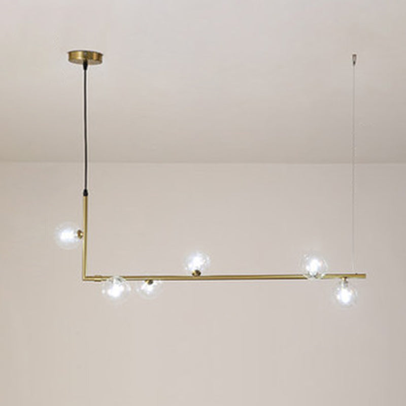 Globe Glass Island Pendant Light Minimalist Style Island Ceiling Light for Dinning Room