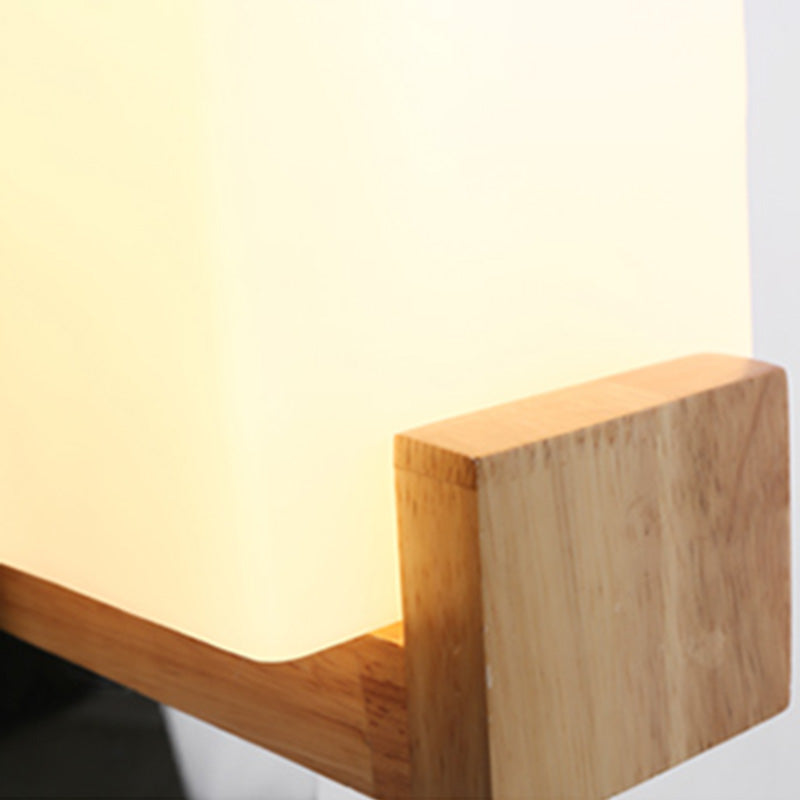 Wood Squared Wall Sconce Lighting Minimalist Style Wood Wall Mounted Light Fixture