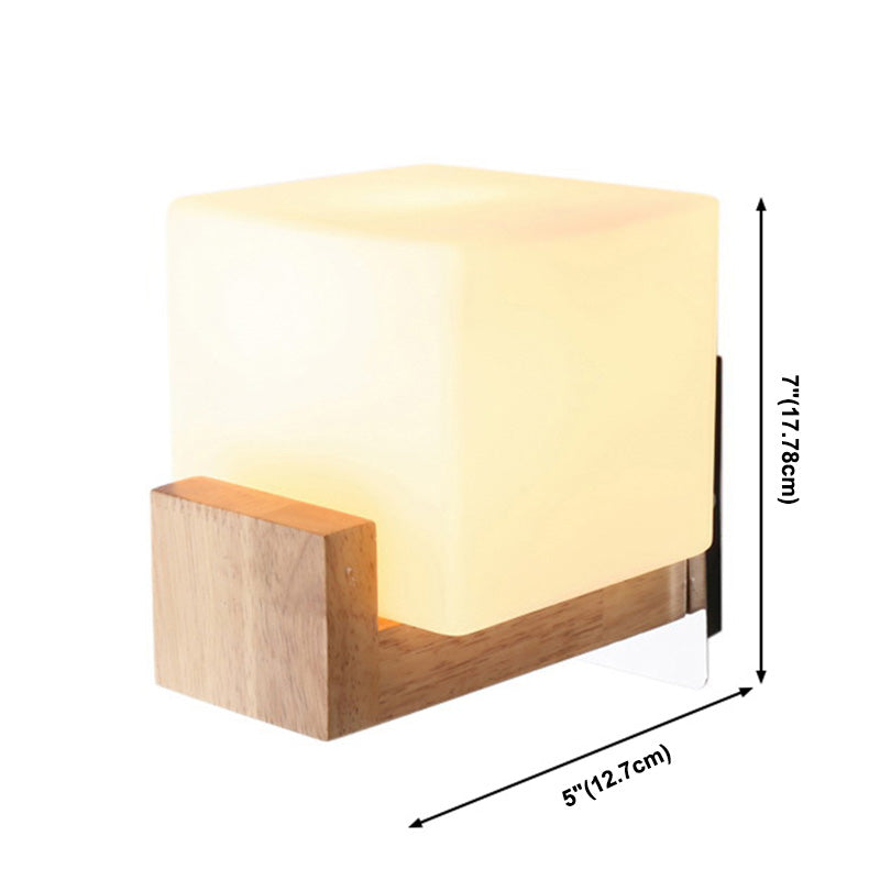 Wood Squared Wall Sconce Lighting Minimalist Style Wood Wall Mounted Light Fixture