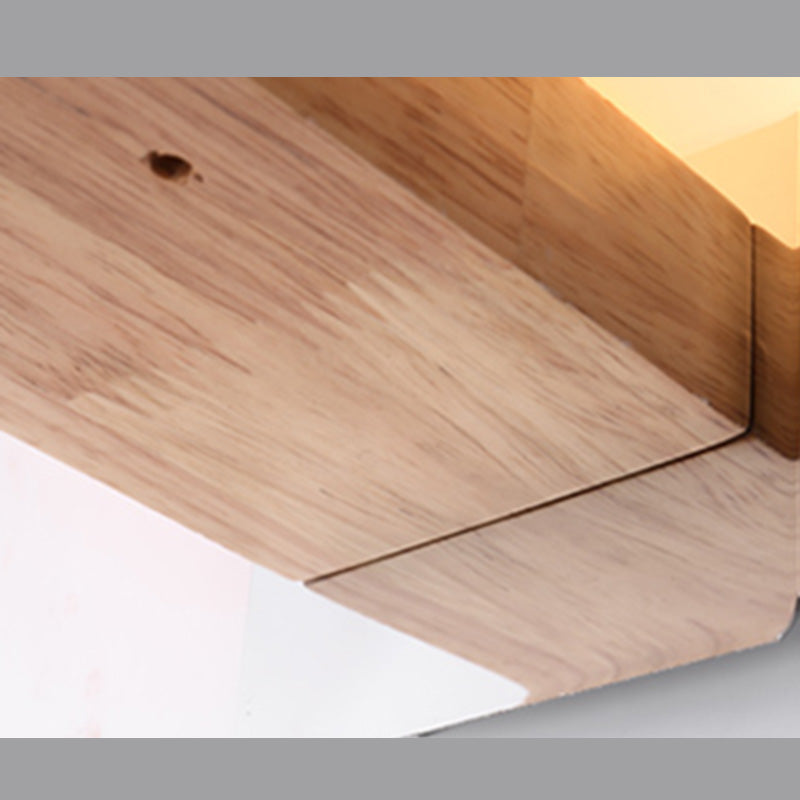 Wood Squared Wall Sconce Lighting Minimalist Style Wood Wall Mounted Light Fixture
